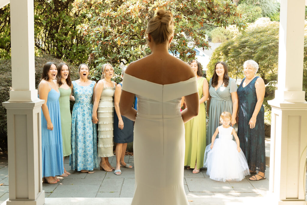 First Look With Bridesmaids and Family