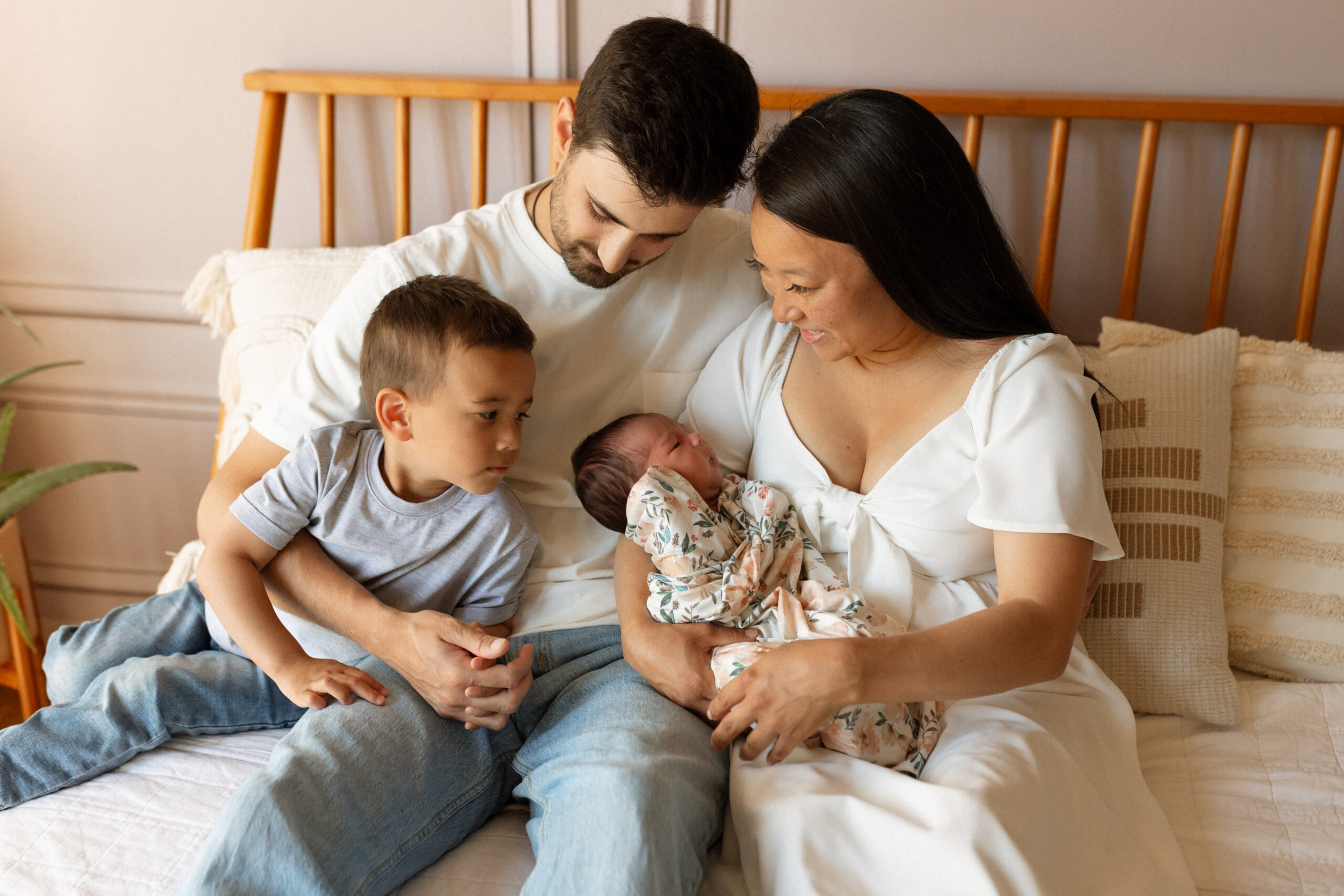 Wide angle view of family shot by Lauren Mitchell Photos, seattle newborn photographer